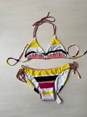 Vix Yellow Pink White Stripe Bikini
